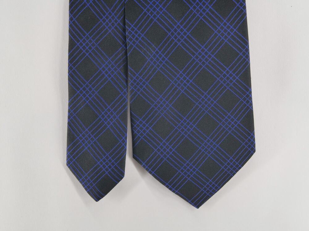 Ralph Lauren Purple Label Dark Blue Plaid Silk Tie Made in Italy 3.75" 59.5"